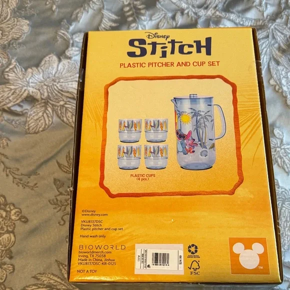 Disney Stitch Surfing Pitcher and Cup Set - Blue and Yellow - Picture 2 of 3